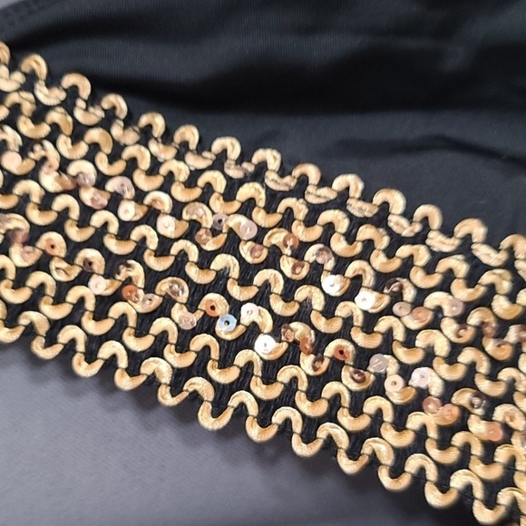 Unbranded Womens Swimsuit One Piece Black W/Gold Ric A Rac Sequins Size XL EUC - Picture 2 of 9